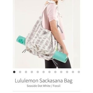 Lululemon Sackasana Bag Womens OS White‎ Fossil Dot Yoga's Hobo EUC